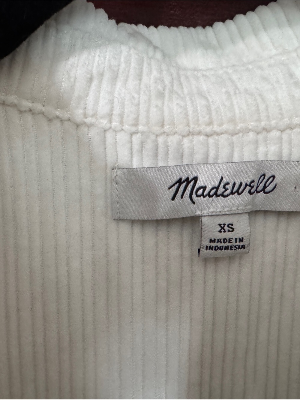 Madewell Cream Corduroy Button Up Cropped Shirt ~ Size XS - Picture 3 of 14